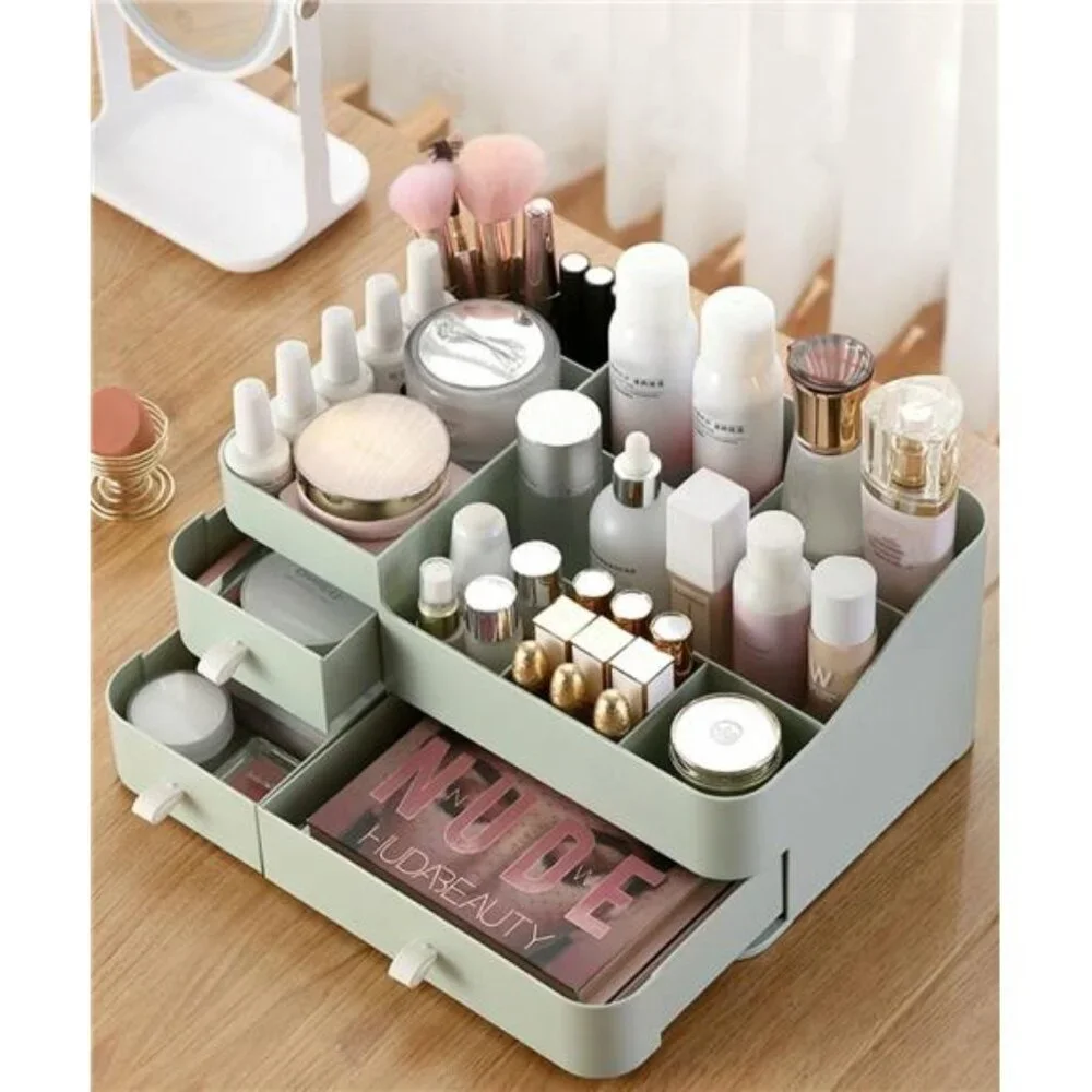 Makeup Organizer for Vanity, Large Capacity Desk Organizer with Drawers